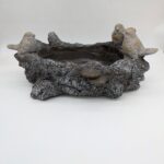 Faux Wood Bird & Mushroom Log Planter