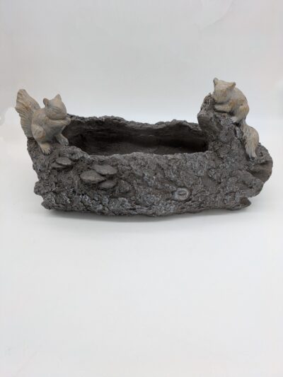 Faux Wood Squirrel Log Planter