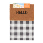 "Hello" / Checkered Layered Doormat Set