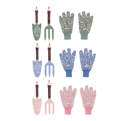 Diapositive Hand Tools and Gardening Gloves Set, 3 Asst. Colors