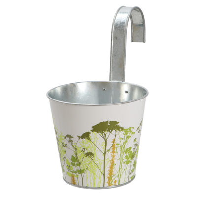Herb Print Flower Pot w/Hook