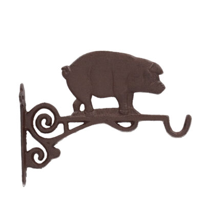 Pig Hanging Basket Hook, Cast Iron