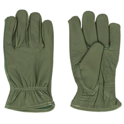 Leather Gloves, Green - Medium