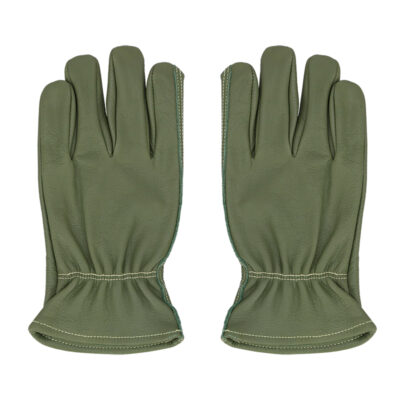 Leather Gloves, Green - Large