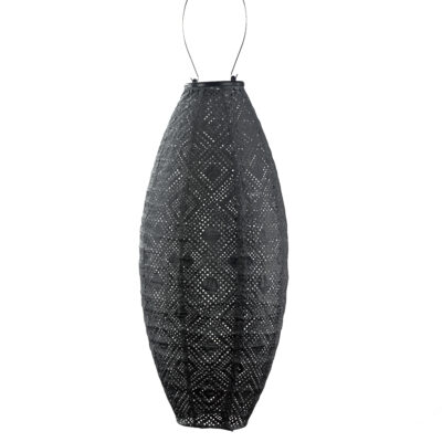 Long Oval Mosaic Lantern, Dark Grey