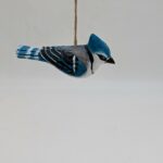 Hand Carved Hanging Blue Jay, Wood