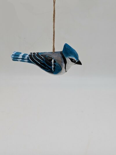 Hand Carved Hanging Blue Jay, Wood
