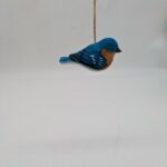 Hand Carved Hanging Blue Bird, Wood