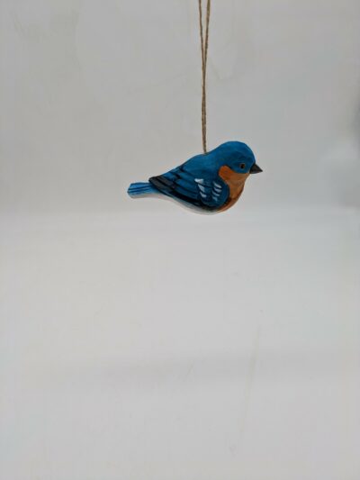 Hand Carved Hanging Blue Bird, Wood