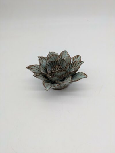 Cactus Lily Ceramic Flower, Blue Gray - Small