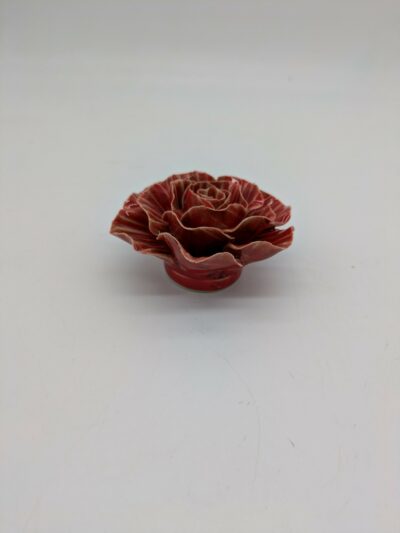 Rufled Rose Ceramic Flower, Red - Small