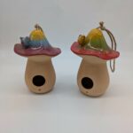 Tall Mushroom w/Bird Birdhouse, 2 Asst. Colors